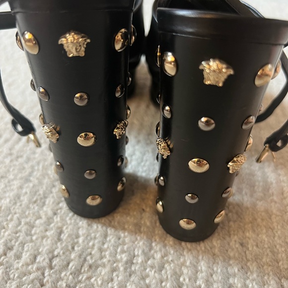 Versace platform sandals with gold Studs on heels - Picture 3 of 6